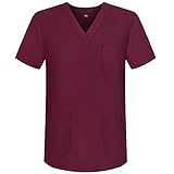 MISEMIYA - Medizinische Uniformen Unisex Top Krankenschwester Krankenhaus Berufskleidung BZ-6801 - Medium, Granat 68