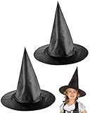 JEXOWIQ 2 pcs Halloween Hexenhut,Zauberer Partyhüte,Pack Hexenhut Schwarz Halloween Party Hüte Kostüm Zubehör Kostüm,für Halloween Kostümpartys Karnevalshut Party Hüte Kostüm Zubehör Cosplay