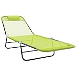 vidaXL Klappbare Sonnenliege 1-Person Grün 182 x 55 x 85,5 cm Metall, Garten und Terrasse, moderner Klapp-Lounger, Verstellbarer Liegestuhl, tragbarer Relaxer für draußen