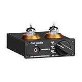 Fosi Audio BOX X2 Phono Röhrenvorverstärker, HiFi Vorverstärker für MM Plattenspieler mit Gain-Regelung, Austauschbare Vakuumröhre, MM/3,5mm AUX Eingang, Mini Phono Preamp mit DC 12V Netzteil