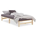 Homestyle4u Holzbett Palettenbett 100x200 mit Lattenrost Natur Bettgestell Bettrahmen Bett Holz Unbehandelt Kiefer Massiv | Artikel 2800