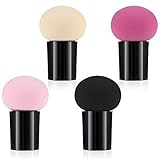 Sibba 4 x Mini Make up Schwamme Powder Puff Beauty Blender Pilz Flachkopfhalter Puderquaste mit Griff Gesicht Schwämmchen Applikatoren Kosmetik-Werkzeug für Flüssige Grundierung Foundation Concealer A