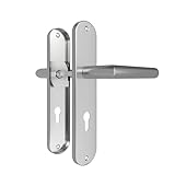 AwmnSrman 72mm Türgriffe Innentüren Türklinke Türbeschlag Drückergarnitur Zimmertür Garnitur 72MM-PZ-Profilzylinder Set 1er-Set Moderne Edelstahl 2 Türklinken & 2 Langschilder 240 * 50 mm