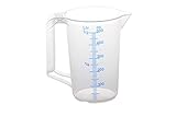 hünersdorff Messbecher 0,5l | Polypropylen (PP) | bruchsicher und spülmaschinengeeignet | geschlossener Griff | blaue Skala