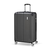 travelite Hartschalenkoffer groß, erweiterbar, 4 Rollen, CITY, Trolley mit kratzfester Oberfläche, TSA Schloss, Dehnfalte, 77 cm, 113 - 124 Liter