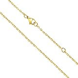 Goldkette Damen Ohne Anhänger 925 Silber Gold Ankerkette Kette Gold Halskette Wasserfest Sterlingsilber Vergoldet Antioxidation Breite 1,4mm Goldkette 40cm 45cm 50cm 55cm dünne Feine Glod kette Lang