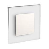 Conceptrun Premium LED Wandeinbauleuchte für Treppen, Möbel, Flur etc. Modell: WB1 warmweiß 230V AC Treppenlicht mit quadratischem Korpus aus Satinglas und Edelstahlfront