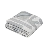 Ibena Kareli Decke 140x 200 cm - 100% Baumwolle, Made in Germany, weich, warm & waschbar, Baumwolldecke abstrakt grau weiß