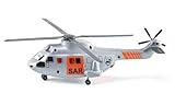 Siku 2527, SAR Transporthubschrauber, 1:50, Metall/Kunststoff, Inkl. Trage und zu rettende Spielzeugfigur, Automatisch einziehbare Seilwinde, Mehrfarbig