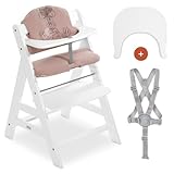 hauck Hochstuhl Alpha+ mit Tablett Click Tray und Sitzpolster - Mitwachsender Babystuhl aus Holz, Kinderhochstuhl ab 6 Monate, verstellbar - Weiß | Minnie Mouse
