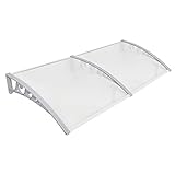 Haustür Überdachung Haustür aus Aluminium und Polycarbonat Pultbogenvordach ​Pultvordach Haustürvordach türdach,vordach für haustür, haustürüberdachung, überdachung(80*240 cm (weiß))