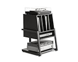 FITUEYES Design Plattenspieler Tisch aus Holz Metall HiFi Rack für Plattenspieler 120 Platten Kompaktanlage Plattenspieler Regal für Wohnzimmer Musikzimmer