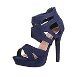Elara Damen Pumps Offen Stilettos High Heels Chunkyrayan P LL85 Navy-42