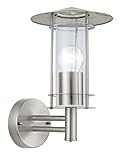 EGLO Außen-Wandlampe Lisio, 1 flammige Außenleuchte, Wandleuchte aus Edestahl, Farbe: Silber, Glas: klar, Fassung: E27, IP44