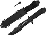 Hastaa Kampfmesser Militär Scharf - Outdoor Messer Survival mit Holster - Messer Outdoor Militär - Survival Messer mit Feuerstahl - Bushcraft Messer