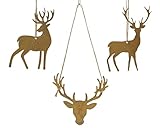 Christbaumschmuck Metall 11,5cm - Hirsch Figur zum Aufhängen - 1 Stück sortiert - bruchfest - Weihnachtsbaum Anhänger für Weihnachten - Christbaumanhänger & Weihnachtsbaumschmuck - Wald Tiere Gold