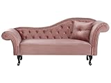 Beliani Chaiselongue Samt rosa rechts gesteppt mit Kissen Chesterfield-Stil Lattes