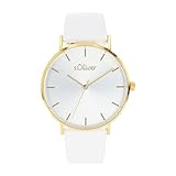 s.Oliver Armbanduhr Damen Quarzuhr Analog, mit Leder Armband, Gelb, 3 bar Wasserdicht, Kommt in Uhren Geschenk Box, 2033487