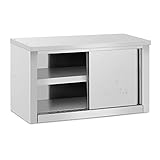 Royal Catering RCAT-90/40/50-C Edelstahl Hängeschrank 900 x 400 x 500 mm 60 kg Tragkraft pro Fach Wandhängeschrank mit Schiebetüren Wandhängeschrank Hängeschrank Edelstahl
