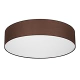 REV Deckenleuchte - Deckenlampe rund 50cm mit Stoff-Lampenschirm im Vintage-Look – ideal für Schlafzimmer & Wohnzimmer, braun