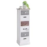 CARO-Möbel Standregal Aviano mit 6 Schubladen, kleine Kommode im Vintage Stil, Schubladenkommode im Shabby Look, Weiß, 29 x 91 x 27 cm