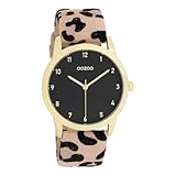 Oozoo Timepieces Unisex Uhr in Leopard/Schwarz - Armbanduhr Unisex mit Lederarmband | Hochwertige Uhr - Edle Analog Unisexuhr in rund C11373