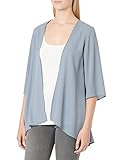 NC Damen Lang Chiffon Bolero Sommer Boho Leicht Casual 3/4 Ärmel Cardigan Strickjacke Offene Front Strand Kimono Florale Beachwear Bikini Cover up Shawl Bluse Oberteil Tops Grau-2 L