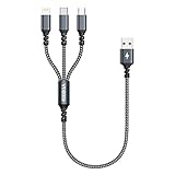 NIBIKIA Multi USB Kabel, Universal Ladekabel Kurz 50CM Nylon 3 in 1 Mehrfach für Micro USB, iPhone, USB Typ C - Samsung Galaxy, Xiaomi Redmi, Android und Mehr