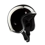 BANDIT Jet Classic Open Motorcycle Helmet Gloss Black Custom Biker Style Sun Peak Included JETGB (XL)