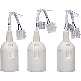 Renovier-Fassung, vormontiert mit ca. 13 cm sichtbarer Leitung H03VV-F 2x0,75mm², Lüsterklemme und Zugentlastung, 3 Stück in Verpackung, E27, max.60W, Farbe weiß