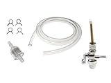 Benzinhahn M12x1 + Benzinschlauch Klar Set passend für Zündapp C CS GTS KS CX ZS ZA ZL ZX R 50 C 50 Sport Typ 428 517, Hercules Sachs Prima 2 3 4 5 S M2 MF3 MP HR, Kreidler, Puch, Sachs, Mofa, Moped