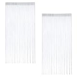 EXIN DEHCEN 2 Stück Fadengardinen Weiß Set, 100 x 200cm Fadenvorhänge, Fadengardine für Balkontür, Insektenschutz Fadenvorhang Glitzer Wetterfest Insektenschutz Außen Balkontür für Hochzeit Restaurant