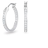 Swarovski Sommerset Kreolen, Weiß, Rhodiniert