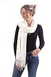 WOMEN'S WEAR U&F FASHIONSTORE U&F Damen Schal | 100% Viskose | Einheitsgröße | Casual Basic | Pashmina Schal | Herbstschal | Eleganter Winterschal für Frauen | Halstuch | Wollweiß