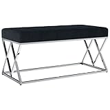 vidaXL Bank Sitzbank Sitzhocker Betthocker Garderobenbank Flurbank Beistellbank Polsterbank Sofa Sofabank 97x44x46cm Schwarz Samt Edelstahl