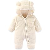 Generic Kinder Bär Strampler Outfit Anzug Umschlag Fäustlinge Füßlinge Mädchen Jungen Winter Schneeanzug Fleece Kleidung Kapuzenoverall Kuschelige Hausschuhe Unisex 9-12 Monate Grau Overall