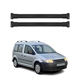 OMAC Dachträger Grundtäger kompatibel mit VW Caddy 2004-2020 Aluminium 75kg Schwarz 2tlg Offene Reling für Fahrradträger, Dachboxen, Skiträger Abschließbar