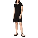 Amazon Essentials Damen Kurzärmeliges Swing-Kleid mit U-Ausschnitt (erhältlich in Übergröße), Schwarz, XL