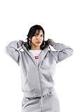Picaldi Damen Zip Hoodie Hustle – Kapuzenjacke mit Reißverschluss, Logo-Print, sportlich lässig, ideal für Freizeit, Streetwear & Alltag (DE/NL/SE/PL, Alphanumerisch, L, Regular, Regular, Grey)
