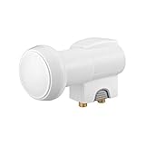 Goobay 67270 Universal Twin LNB Digitaler Satelliten Empfang 2 Teilnehmer direkt digitales Fernsehen UHD 8K F Buchse Wetterschutz SAT DVB-S2 Weiß