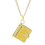 VNDUIFH 18K Vintage-Halskette mit Buchanhänger, Buchketten für Damen, Buchanhänger-Halskette mit Herz und Schmetterling (1pcs-1)