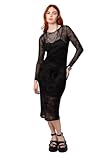 Hell Bunny Snake Charmer Kleid – Schwarzes Gothic-Midikleid aus transparentem Mesh mit Schlangenmuster, Schwarz, L