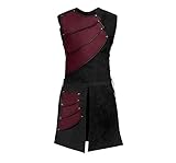 oneforus Mittelalterliches Herrenkostüm Ritterkostüm Erwachsener Ritter Kostüm ärmellose Weste Ledertunika zum Nähen für die Halloween-Karnevalsfeier