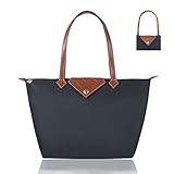 BOJLY Handtasche Damen Groß, Damen-Schultertaschen, Shopper Schultertasche,Wasserdichte Umhängetasche,Faltbare Handtasche Dunkelgrau Für Leisure Travel Büro Schule Einkauf