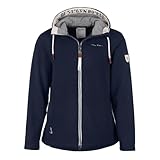 Dry Fashion Damen Fleecejacke Norden mit Kapuze - Windabweisende Jacke mit taillierten Schnitt in Navy Größe 40