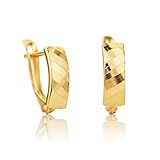 14 Karat 585 Gold Ohrringe Creolen Gelbgold Glänzend Ohrschmuck – EP02