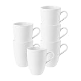 Seltmann Weiden Beat Becher mit Henkel 6er Set, 350 ml, Kaffeebecher mit Rillen-Relief, Porzellan, Weiß