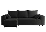 4ALL HOME Ecksofa mit Schlaffunktion Tobi 246x145 cm - Couch - Sofa mit Bettkasten - Eckcouch - L-Form - Schlaffsofa - Schlafsofa mit Bettkasten - Universal (Cord Poso 34 Graphit)