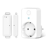 Funksteckdose mit Fenstersensor, Steckdose mit Sensor 30M Reichweite, 3680W innen, Programmierbar – für Lampensteuerung & sicheres Heizen, Fensterkontaktschalter, Funk Abluftsteuerung für Kamin