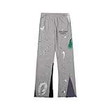 FDTURES 24ss Trendy Galle Hand Gezeichnete Tinte Splashing Graffiti Herstellung Alte Casual Hosen Für Männer Und Frauen High Street Trompete Hosen-color1||S